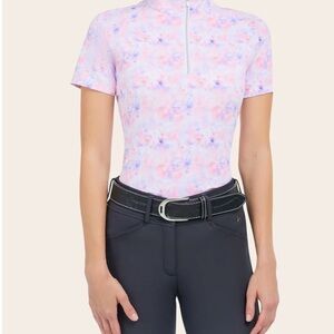 R.j. Classics Women's Floral Short Sleeve Top . Horseback riding shirt.
